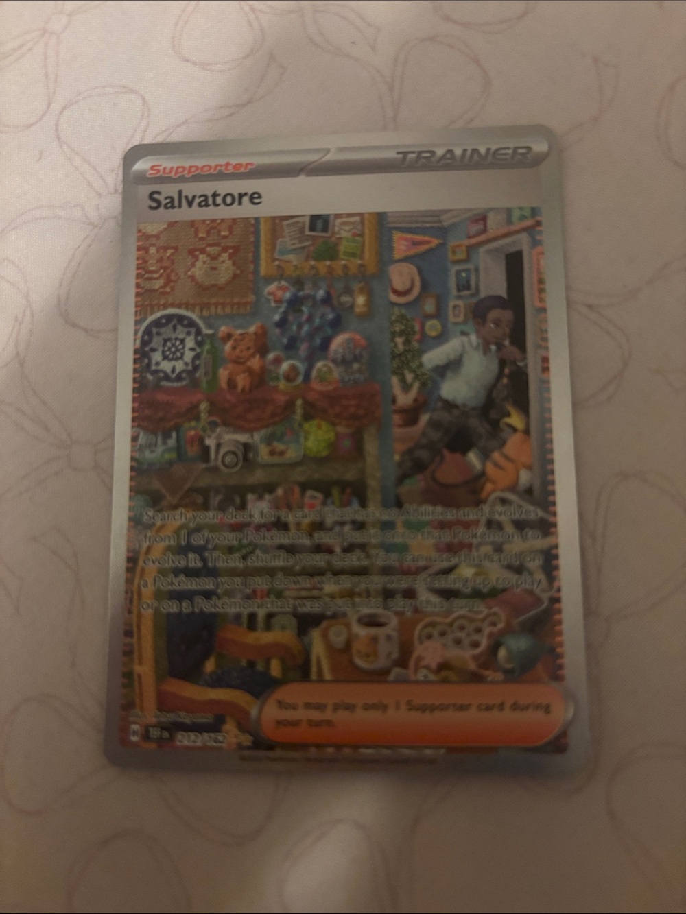Pokemon Salvatore Trainer Card - Silver and Orange Accents